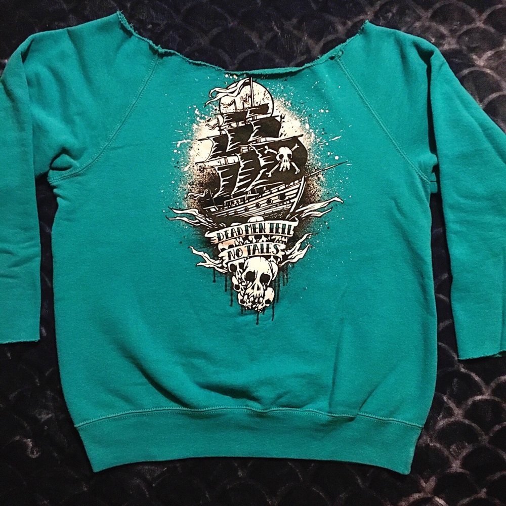 Dead Men Tell No Tales Off Shoulder Sweatshirt